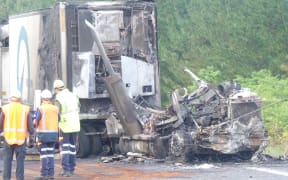 Emergency services were called around 2.30am after a car and a heavy truck crashed on State Highway 1 north of Atiamuri.