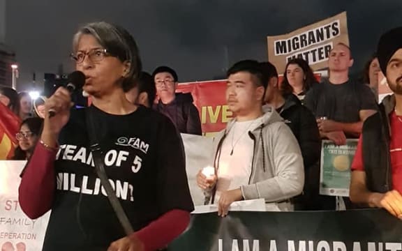 Anu Kaloti at the rally in July 2021
