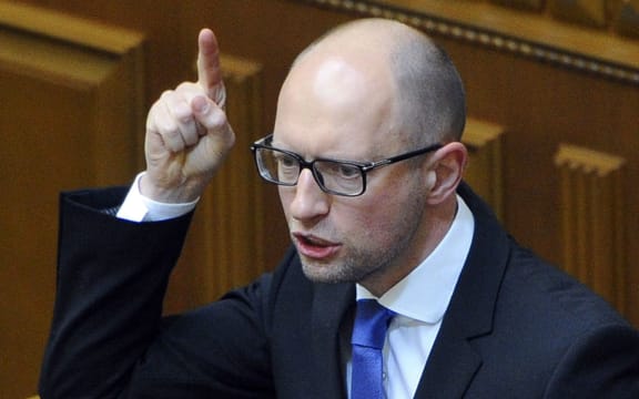 Arseniy Yatsenyuk speaking to MPs on Thursday.