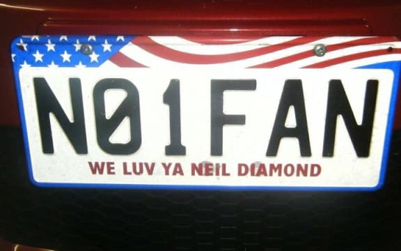 Dianne Raynes' Neil Diamond number plate.