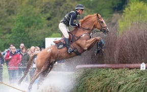 Andrew Nicholson (NZL) rides Nereo during the Cross Country phase at the 2017 Mitsubishi Motors Badminton Horse Trials.