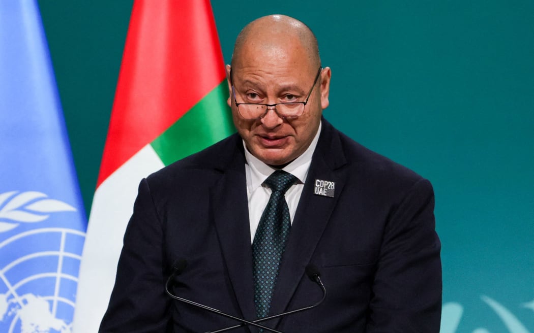 Tonga's King Tupou VI speaks during the High-Level Segment for Heads of State and Government session at the United Nations climate summit in Dubai on December 1, 2023. World leaders take centre stage at UN climate talks in Dubai on December 1, under pressure to step up efforts to limit global warming as the Israel-Hamas conflict casts a shadow over the summit. (Photo by Giuseppe CACACE / AFP)