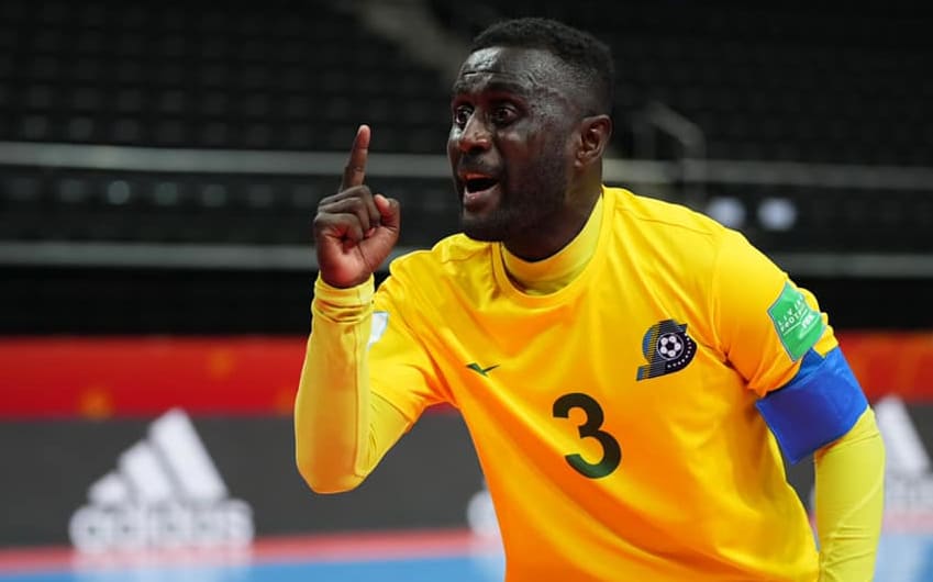 Kurukuru captain Elliot Ragomo celebrates one of his two goals against Thailand.