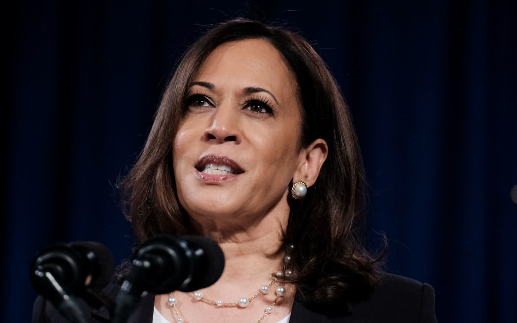 WASHINGTON, DC - AUGUST 27: Democratic Vice Presidential nominee Sen. Kamala Harris (D-CA.), delivers remarks during a campaign event on August 27, 2020 in Washington, DC.