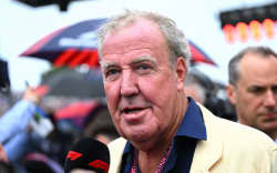 Jeremy Clarkson is at the Formula 1 Qatar Airways Grand Prix of Great Britain at the Silverstone Circuit in Towcester, England, on July 6, 2024. (Photo by Jon Hobley | MI News/NurPhoto) (Photo by MI News / NurPhoto via AFP)