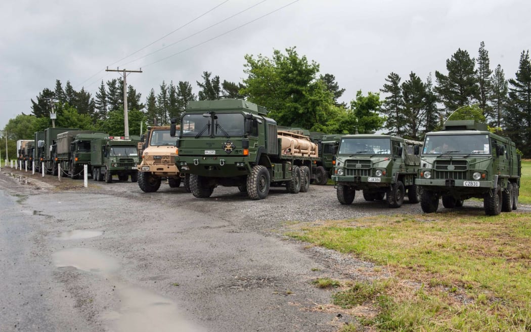 The New Zealand Defence Force trucks carrying supplies for Kaikoura were unable to get further than Culverden.