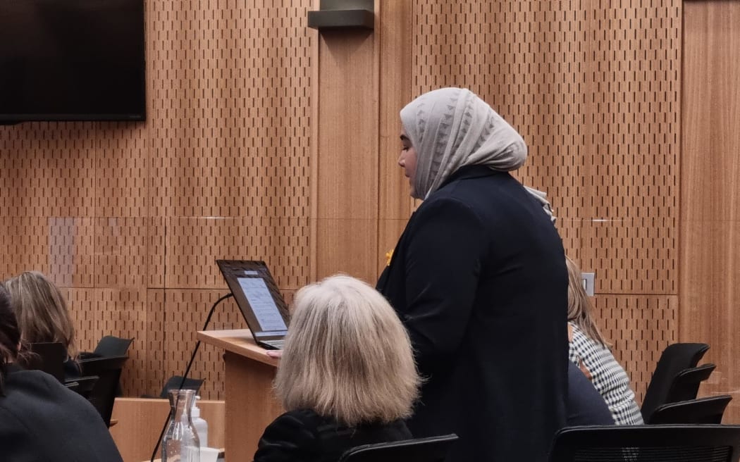 Lawyer Fatimah Ali reads her closing statement at the conclusion of the inquest into the deaths of 51 shaheed during the Christchurch terror attack on 15 March 2019.