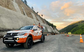 Pest control work on Transmission Gully prior to it being finished.