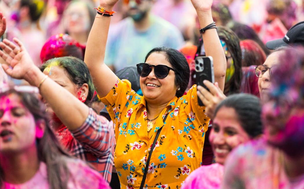 Thousands attended Krisha Holi in Kumeu, Auckland.