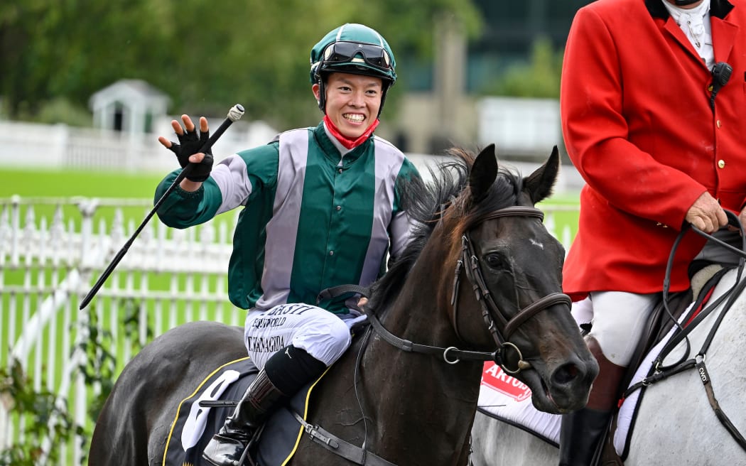 Taiki Yanagida riding Bellatrix Black at Ellerslie Racecourse, Auckland, on 5 March, 2022.