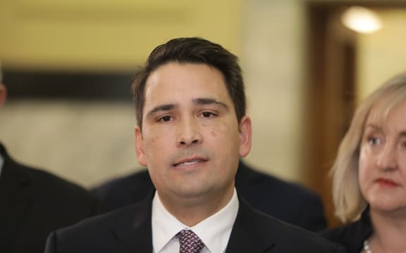 National Party leader Simon Bridges holds a stand up after a leak on a text made to him.