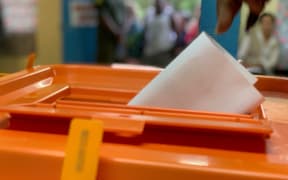 A polling booth in Solomon Islands