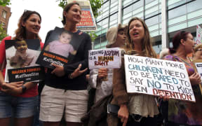A protest outside an immigration office in Sydney in February, asking the government not to send asylum seekers back to Nauru