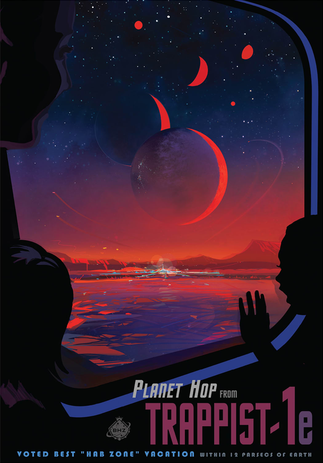 This NASA poster imagines what a trip to TRAPPIST-1e might be like.