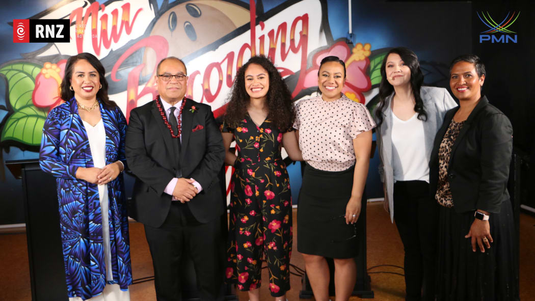 Agnes Loheni (National), Aupito William Sio (Labour), Lourdes Vano (Greens), Indira Stewart (RNZ), Petrina Hall (Pacific Media Network), and Luella Linaker (Independent)