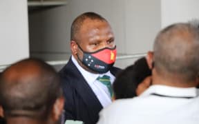 Papua New Guinea's Prime Minister James Marape addresses media after being the first in his country to receive the AstraZeneca Covid-19 vaccine. Port Moresby, 30 March, 2021.