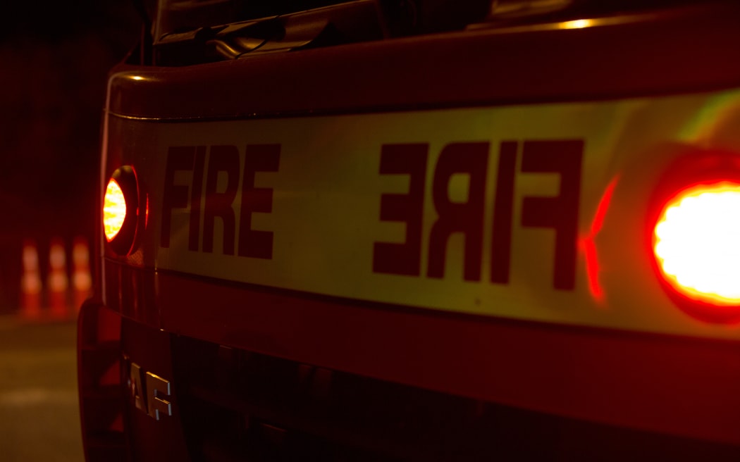 A fire truck at the scene on Waimarama Rd.