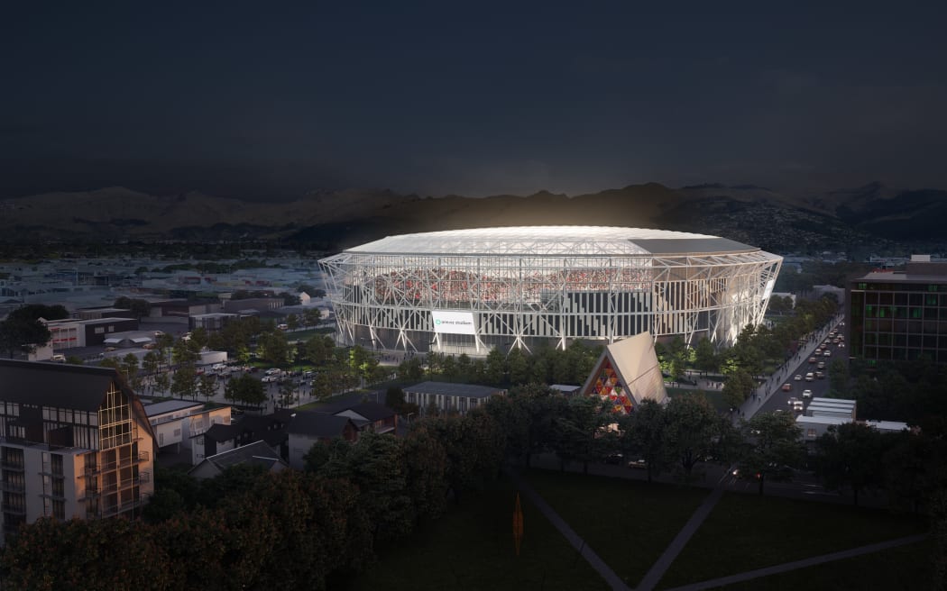Design concept of what the One NZ Te Kaha stadium in Christchurch will look like.