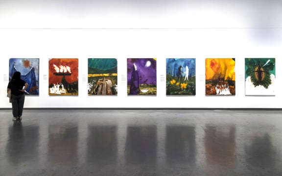 Installation image from What They Didn't Teach Me at School by Richard Lewer at NZ Portrait Gallery