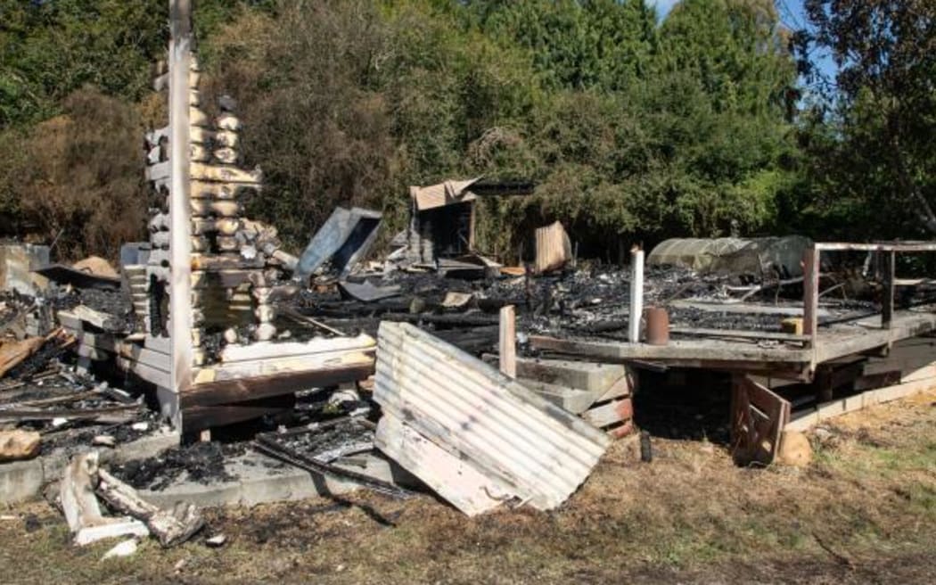 Damage from a fire in Waikaia, February 2024.