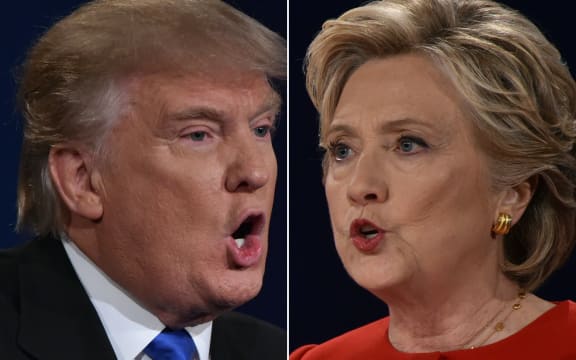 Republican presidential nominee Donald Trump and Democratic presidential nominee Hillary Clinton facing off during the first presidential debate, in New York on 26 September.