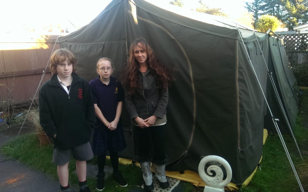 Katrina Collins with children Fenris, 11, (left) and nine-year-old Kaia.