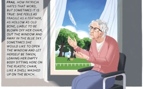 “Patricia is 79 and sits on a plastic chair and looks out the window.”