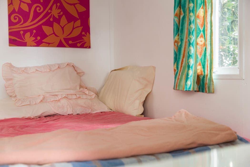 A bed inside one if Island Child Charitable Trust emergency houses.