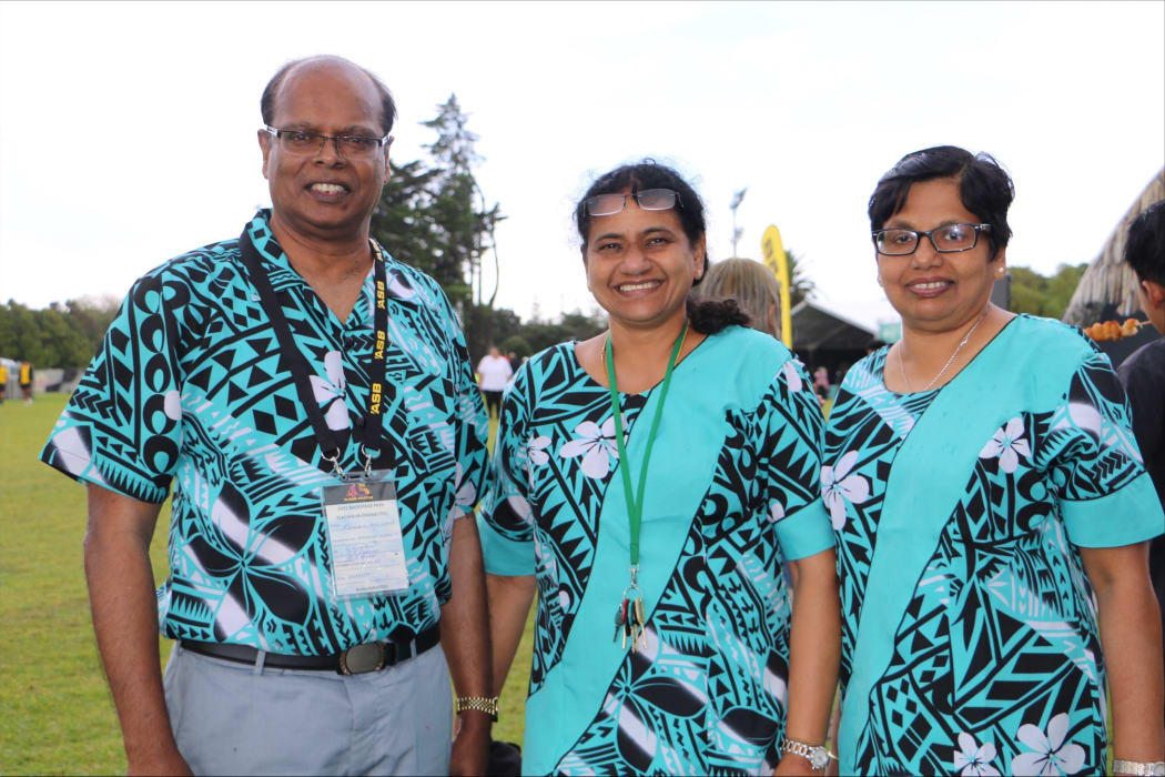 Sri Lankan teachers from Manurewa High School happy to have a group of non-Sri Lankan students representing the culture at Polyfest this year for the first time.