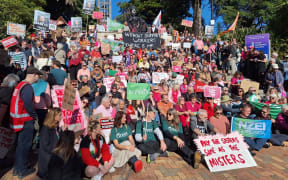 The pay equity protest in Nelson, Saturday, May 10, 2025.