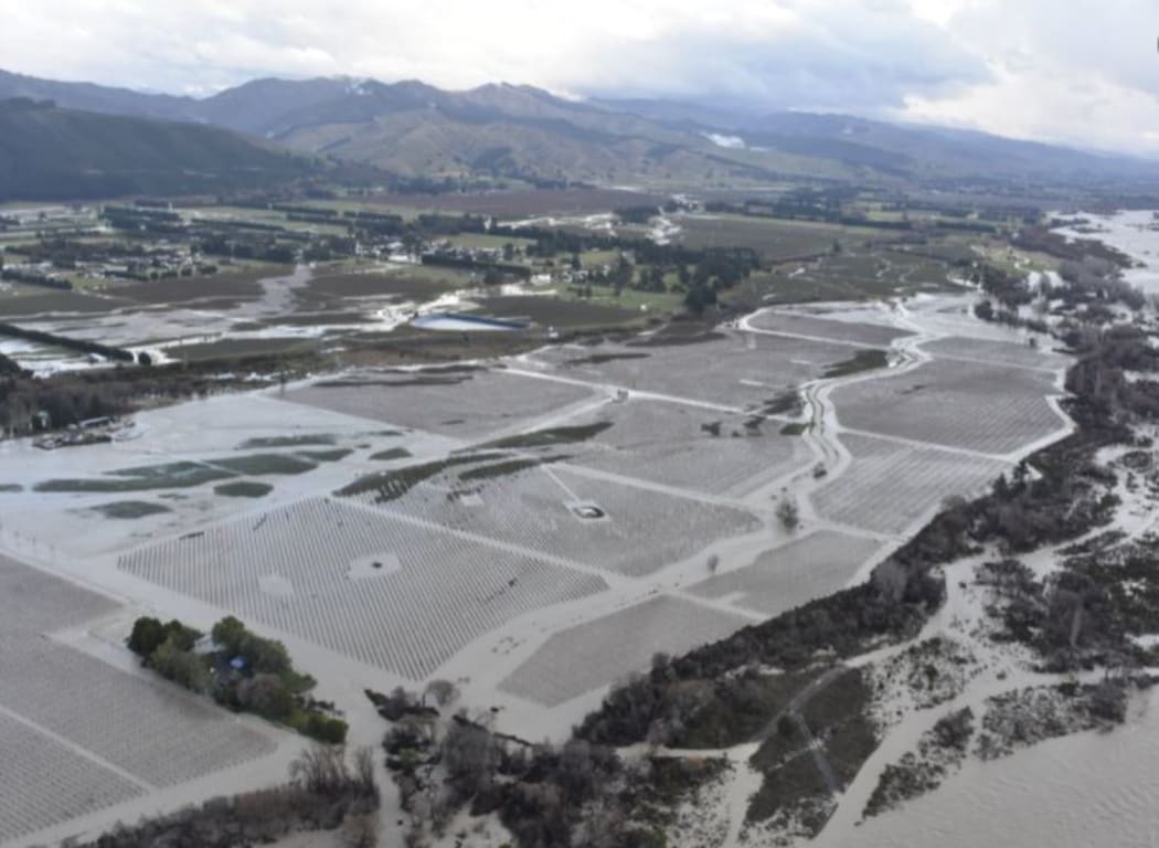 Aerial footage shows the extent of flooding in Marlborough.