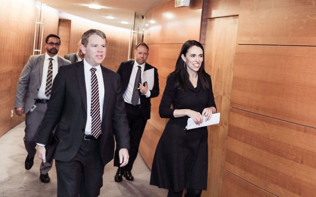 Chris Hipkins and Jacinda Ardern
