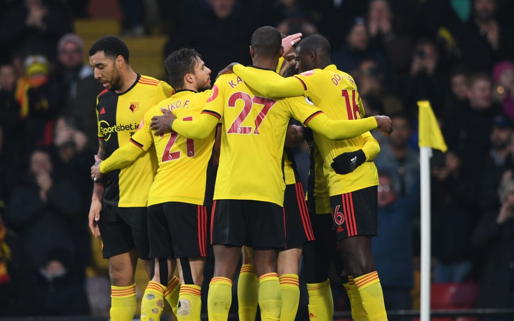 Watford celebrate a goal.