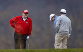 US President Donald Trump golfs at Trump National Golf Club on November 27, 2020.