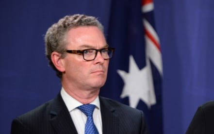 Australia's Foreign Minister Marise Payne (R) and Defence Minister Christopher Pyne (L) speak at a press conference with their Japanese counterparts in Sydney on October 10, 2108.