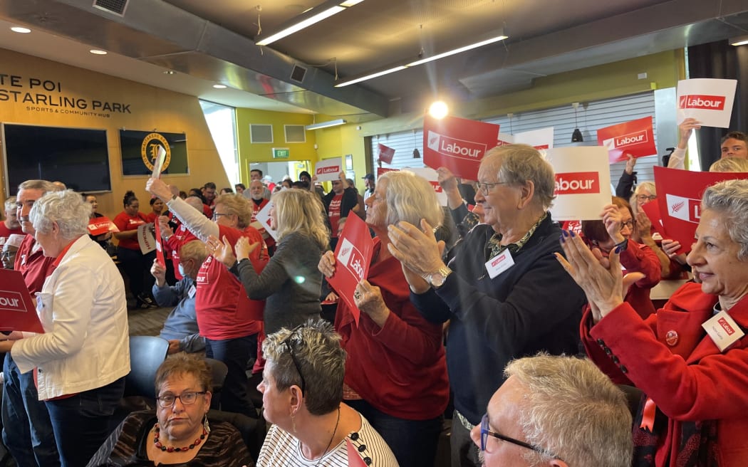 Labour supporters gather in West Auckland for the launch of the party’s manifesto in West Auckland on 1 October, 2023.