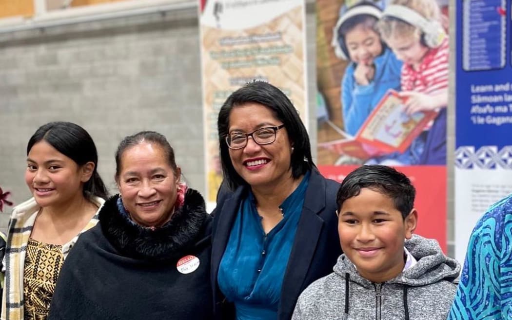 Minister for Pacific Peoples Barbara Edmonds (centre) at the launch of a new Samoan language app.