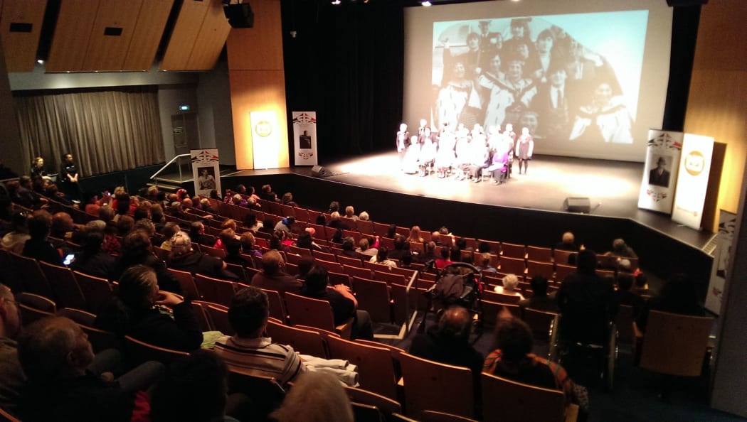 Members of Wellington's Ngati Poneke Pakeke perform on stage at Te Papa.