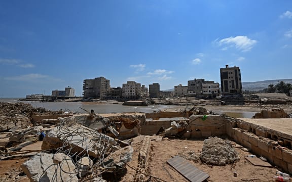 The aftermath of flash flooding caused by Storm Daniel in Libya's eastern port city of Derna.