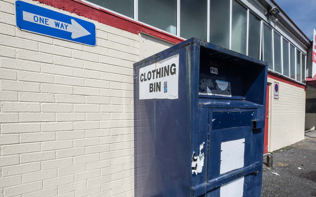 Savemart in New Lynn where second hand clothes in the blue child cancer clothing bins go to be sorted and sold
