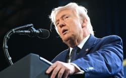 US President Donald Trump speaks during a press conference at Trump National Doral in Miami, Florida, on 9 March, 2026.