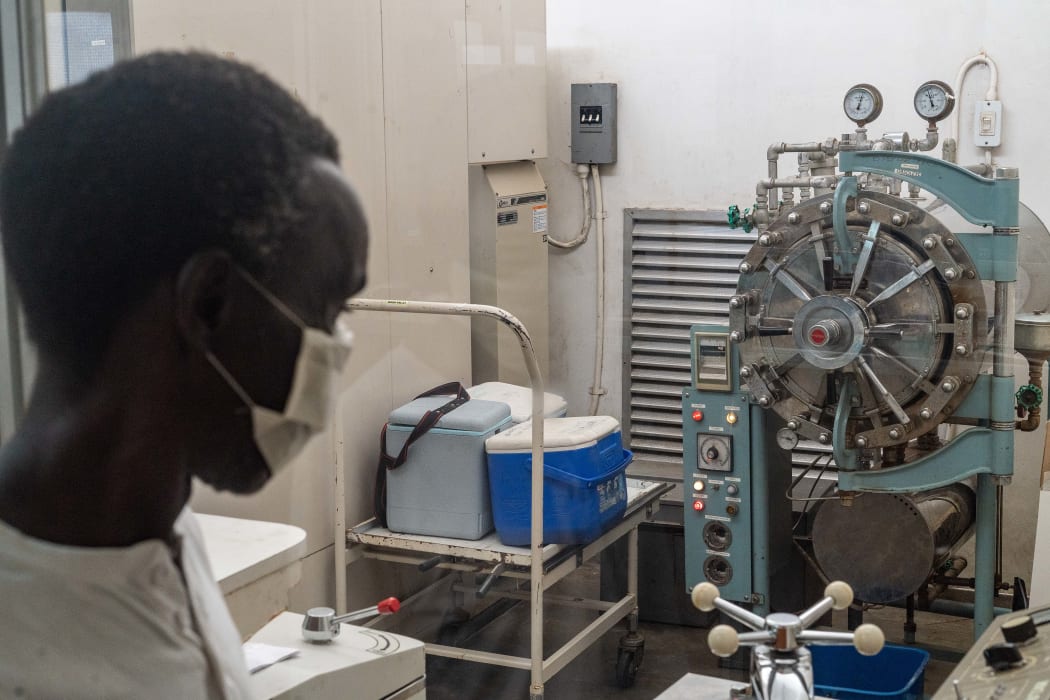 A doctor works in a Covid-19 laboratory at Mpilo Hospital in Bulawayo, Zimbabwe.