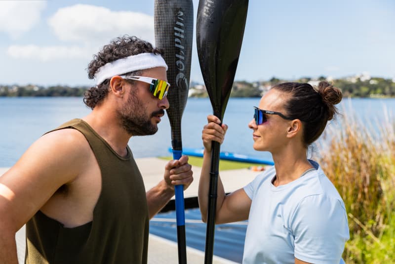 Jordan Watson with Dame Lisa Carrington.