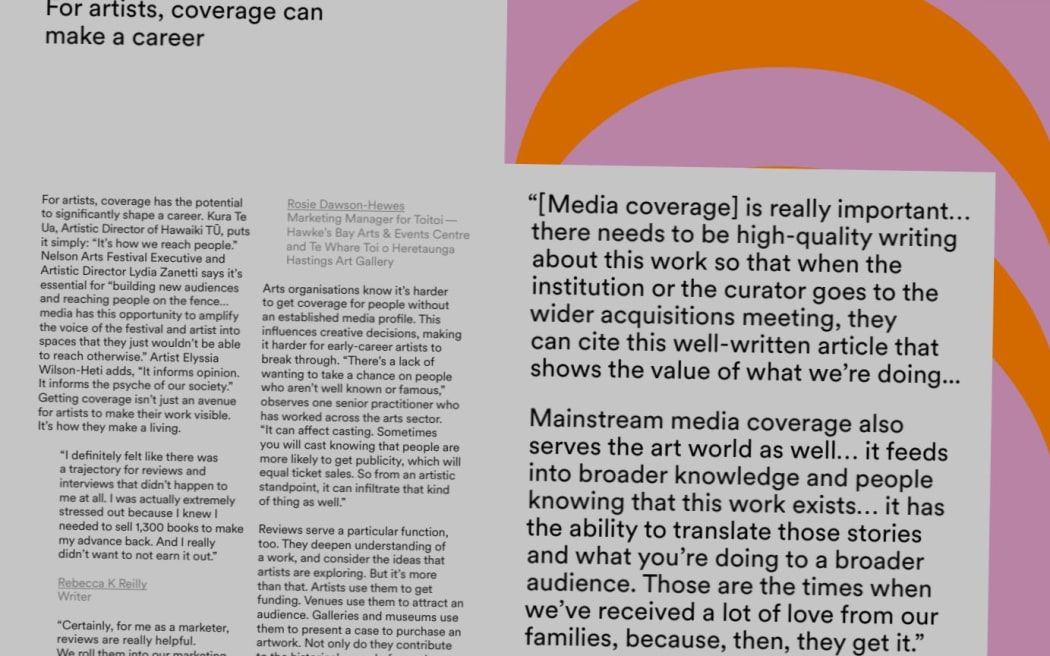 A page from Creative NZ's 'New Mirrors' report on media coverage of culture.