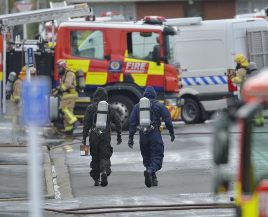 The bomb squad detonates an unstable chemical in South Dunedin.