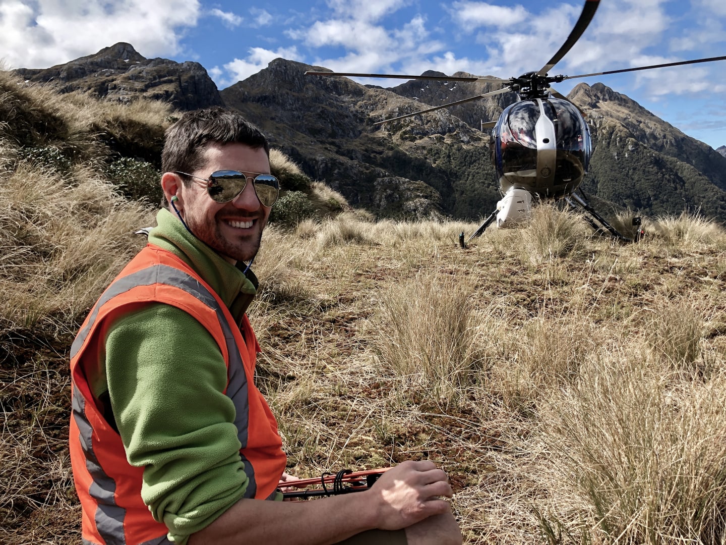 Tokoeka Kiwi researcher Tim Raemaekers, Shy Lake, Fiordland National Park