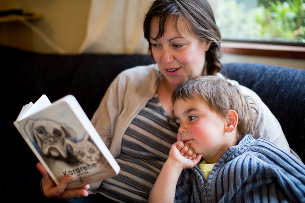 Kitty Brown reads one of the books she published with cousin Kirsten Parkinson.