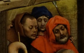 The shepherds. Detail from Nativity by Robert Campin (1420)