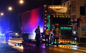 The scene of the crash between a Lime e-scooter and a truck in Dunedin.