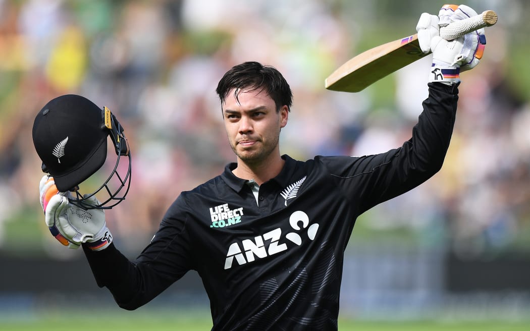 Mark Chapman of New Zealand walks of out for 132 runs during the 1st ODI International Cricket match between New Zealand and Pakistan. McClean Park, Napier, New Zealand. Saturday 29 March 2025.